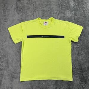 Vintage 90s Nike Swoosh Athletics Shirt Adult M Lime Green Short Sleeve Crew